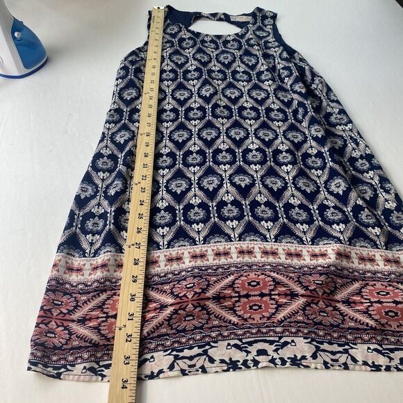 Pink Republic Women’s Sleeveless Navy Print Mini Dress Size Large Pre Owned - Picture 6 of 15